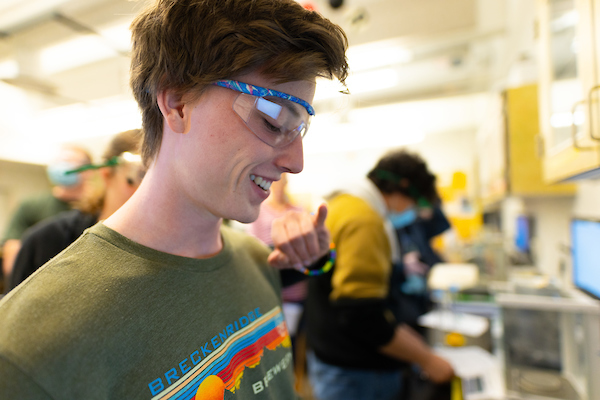 student in chemistry lab