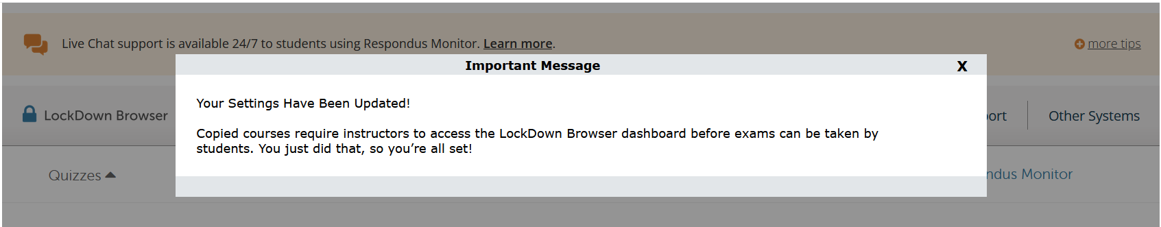 error message example of white screen in lockdown browser