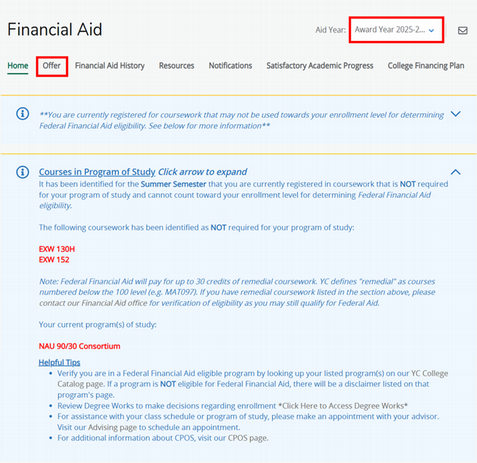 sample program of study error message