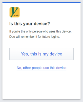 Screenshot: Duo device prompt with the Remember me for 30 days option
