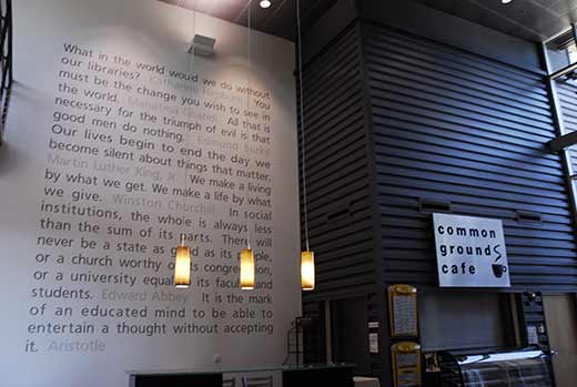 Yavapai College rental facility interior with display wall